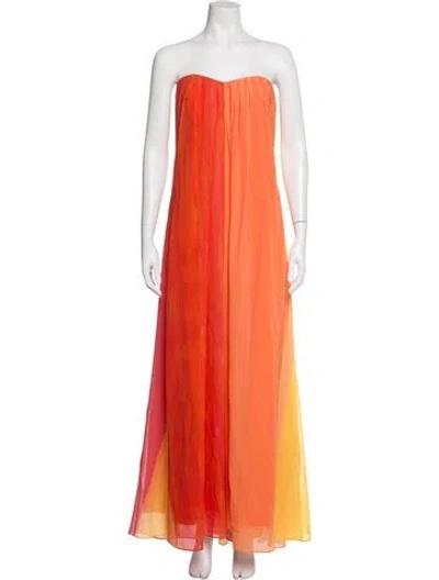 Pre-owned Milly Printed Long Dress W/ Tags In Orange