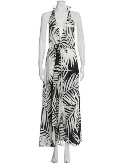 Pre-owned Milly Printed Long Dress W/ Tags In White