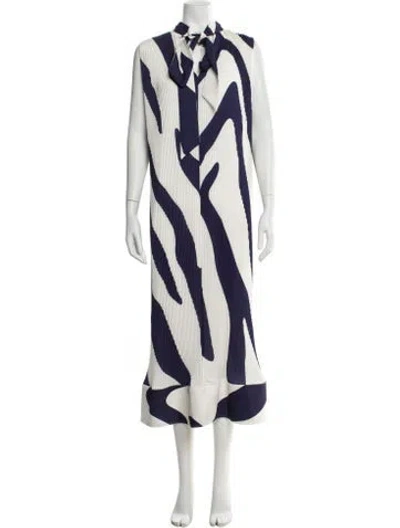 Pre-owned Milly Printed Long Dress In White
