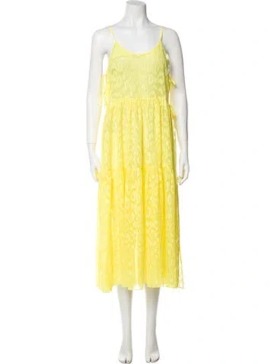 Pre-owned Milly Printed Long Dress In Yellow