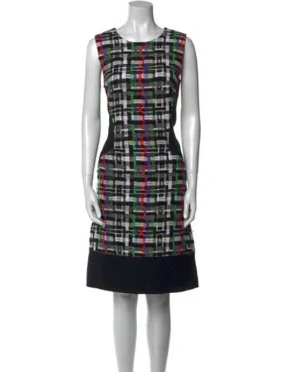 Pre-owned Milly Printed Midi Length Dress In Black