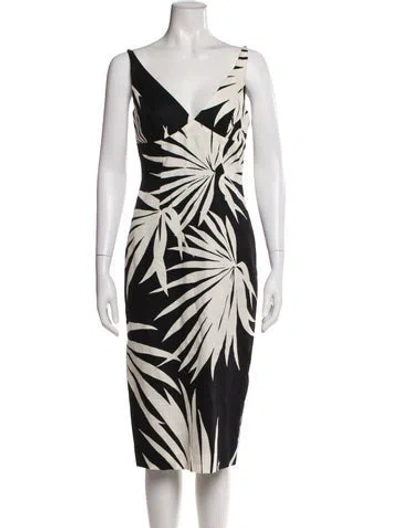 Pre-owned Milly Printed Midi Length Dress In Black