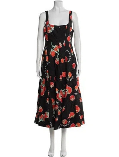 Pre-owned Milly Printed Midi Length Dress In Black