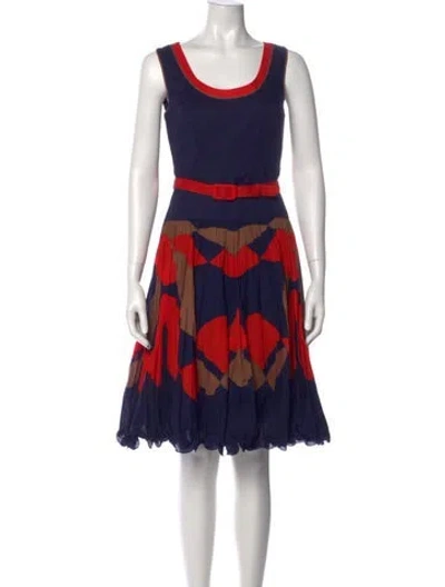 Pre-owned Milly Printed Midi Length Dress In Blue