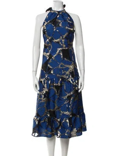 Pre-owned Milly Printed Midi Length Dress In Blue