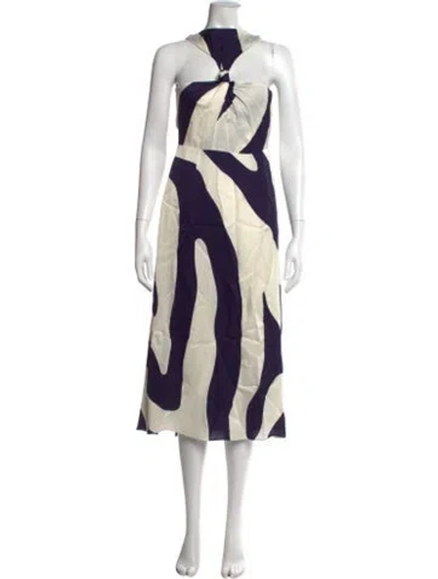 Pre-owned Milly Printed Midi Length Dress In Blue/neutrals