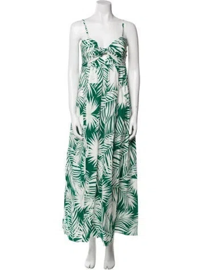 Pre-owned Milly Printed Midi Length Dress In Green