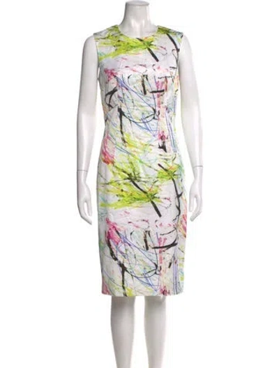 Pre-owned Milly Printed Midi Length Dress In Green