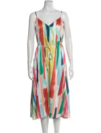 Pre-owned Milly Printed Midi Length Dress In Green
