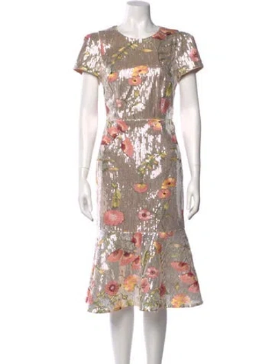 Pre-owned Milly Printed Midi Length Dress In Multi