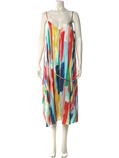 Pre-owned Milly Printed Midi Length Dress In Multi