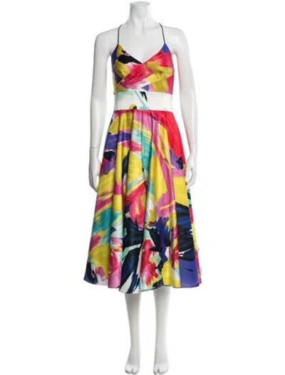 Pre-owned Milly Printed Midi Length Dress In Multi