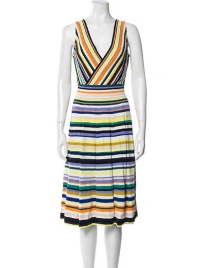 Pre-owned Milly Printed Midi Length Dress In Multi