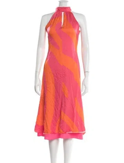 Pre-owned Milly Printed Midi Length Dress In Orange