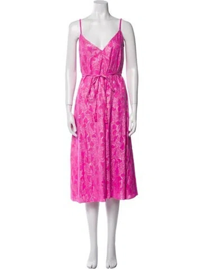 Pre-owned Milly Printed Midi Length Dress In Pink