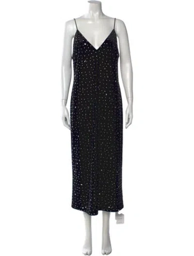 Pre-owned Milly Printed Midi Length Dress W/ Tags In Black