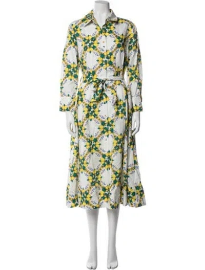 Pre-owned Milly Printed Midi Length Dress W/ Tags In Blue