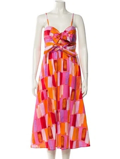 Pre-owned Milly Printed Midi Length Dress W/ Tags In Multi