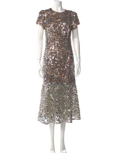 Pre-owned Milly Printed Midi Length Dress W/ Tags In Multi