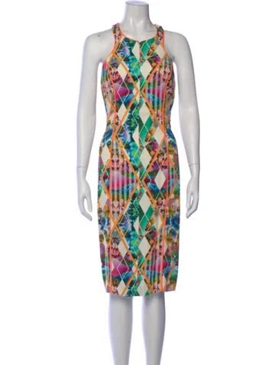 Pre-owned Milly Printed Midi Length Dress W/ Tags In Orange