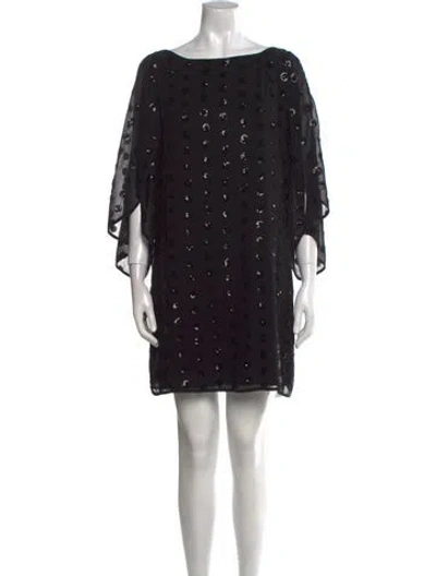 Pre-owned Milly Printed Mini Dress In Black