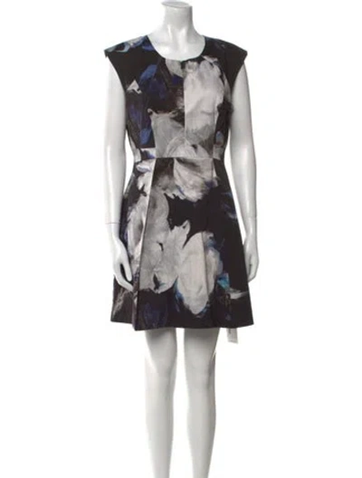 Pre-owned Milly Printed Mini Dress In Black