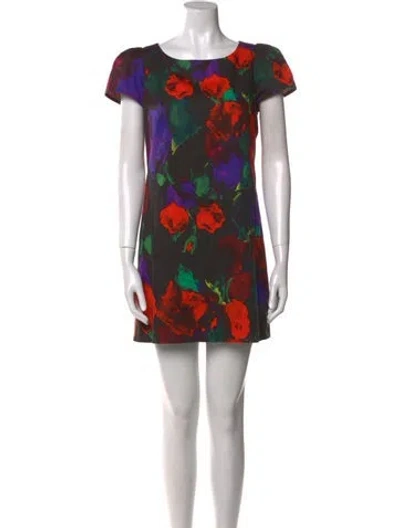 Pre-owned Milly Printed Mini Dress In Black