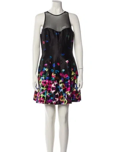 Pre-owned Milly Printed Mini Dress In Black