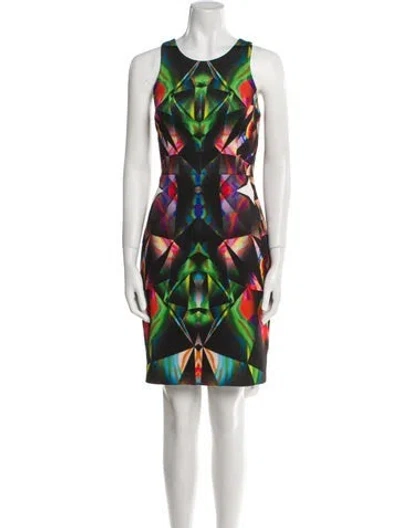 Pre-owned Milly Printed Mini Dress In Black