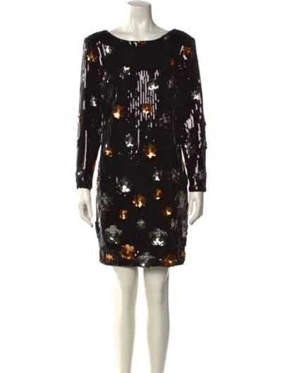 Pre-owned Milly Printed Mini Dress In Black