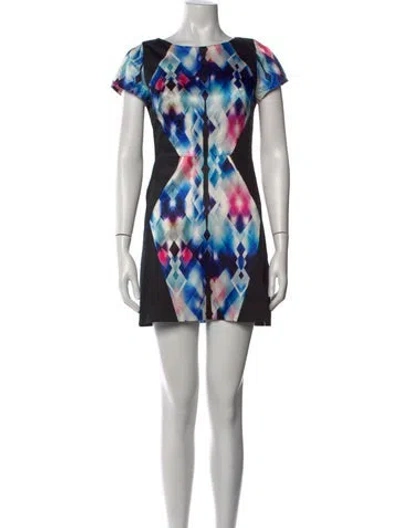Pre-owned Milly Printed Mini Dress In Black