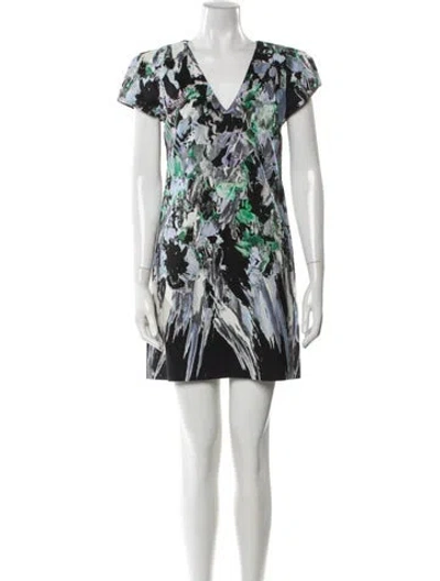 Pre-owned Milly Printed Mini Dress In Black