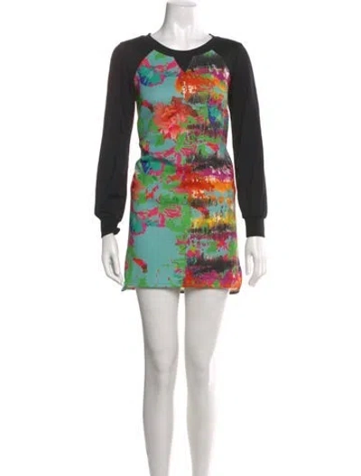 Pre-owned Milly Printed Mini Dress In Black