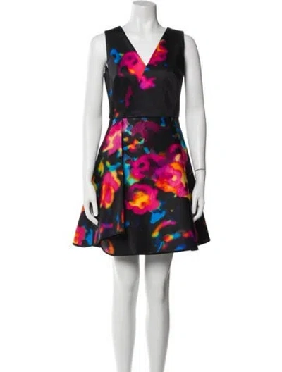 Pre-owned Milly Printed Mini Dress In Black