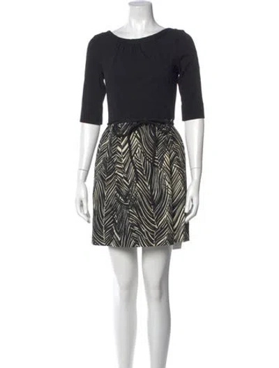 Pre-owned Milly Printed Mini Dress In Black
