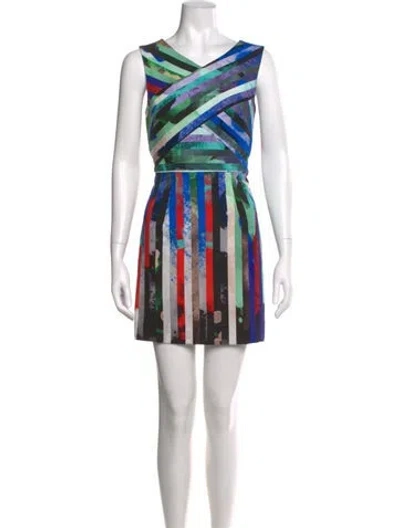 Pre-owned Milly Printed Mini Dress In Black