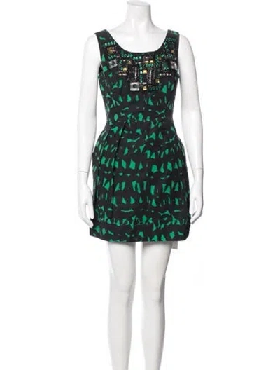 Pre-owned Milly Printed Mini Dress In Black