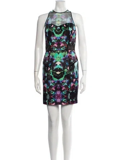 Pre-owned Milly Printed Mini Dress In Black