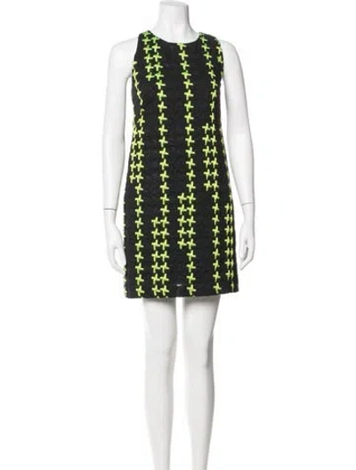 Pre-owned Milly Printed Mini Dress In Black