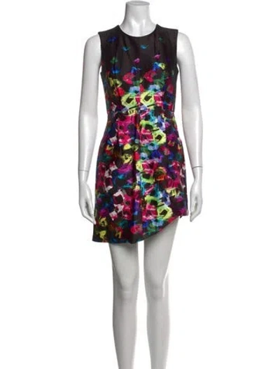 Pre-owned Milly Printed Mini Dress In Black