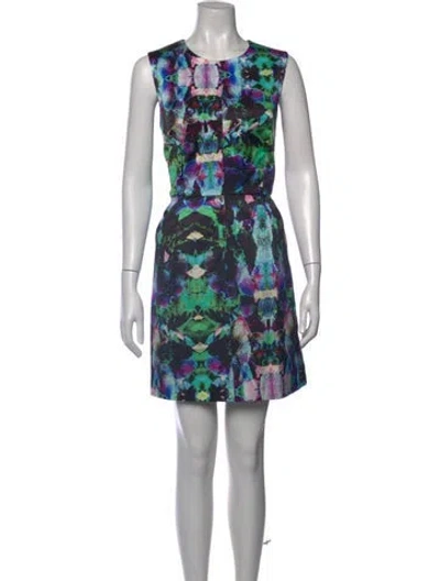 Pre-owned Milly Printed Mini Dress In Black