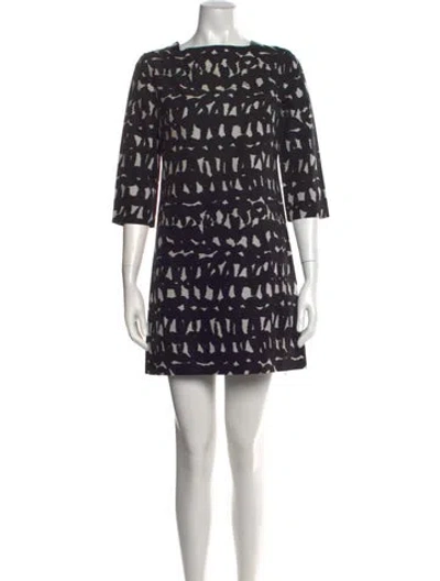 Pre-owned Milly Printed Mini Dress In Black