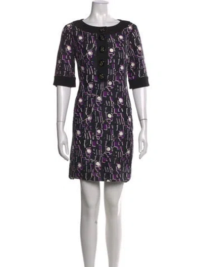 Pre-owned Milly Printed Mini Dress In Black