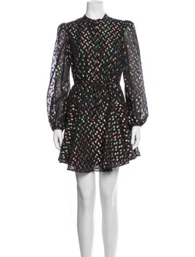 Pre-owned Milly Printed Mini Dress In Black