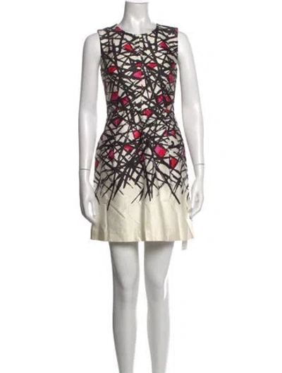 Pre-owned Milly Printed Mini Dress In Black/pink/white