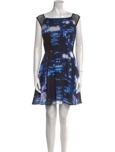 Pre-owned Milly Printed Mini Dress In Blue