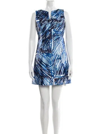 Pre-owned Milly Printed Mini Dress In Blue