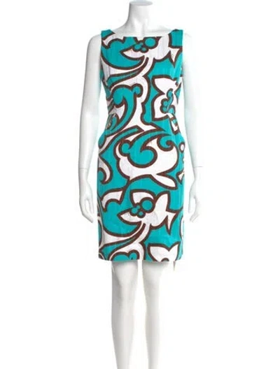 Pre-owned Milly Printed Mini Dress In Blue
