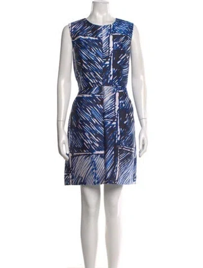 Pre-owned Milly Printed Mini Dress In Blue