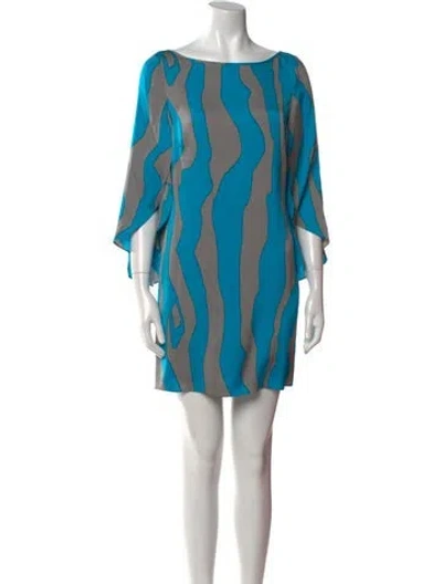 Pre-owned Milly Printed Mini Dress In Blue